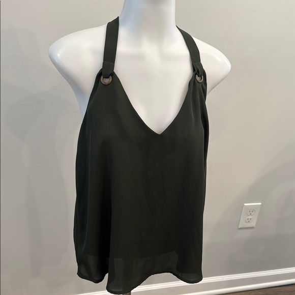 Lily White Small Green Halter Backless Sleeveless Tank Top - Picture 1 of 9